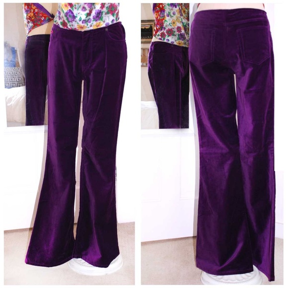 Dkny Pants - Vintage [ DKNY ] Velvet Bell-Bottoms